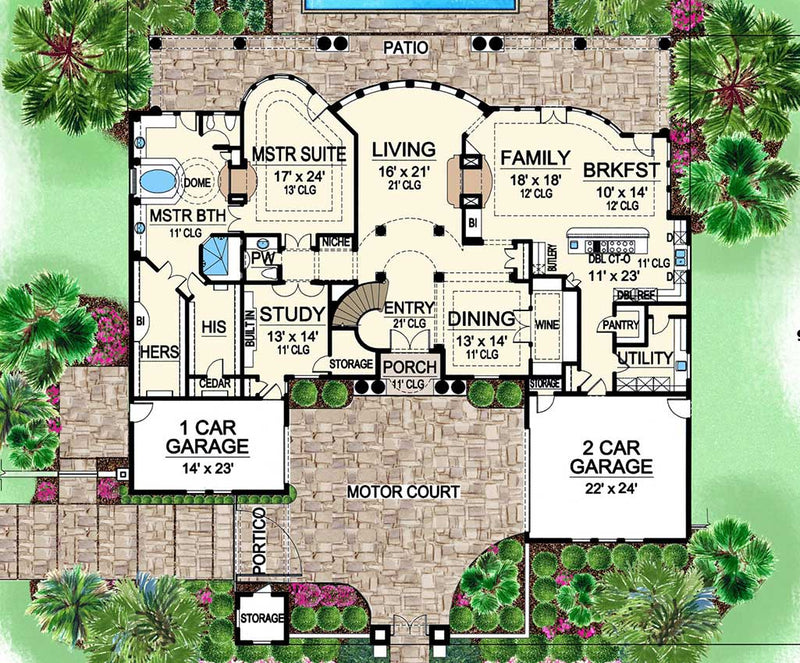 Corleone Courtyard House Plan Estate House Plan
