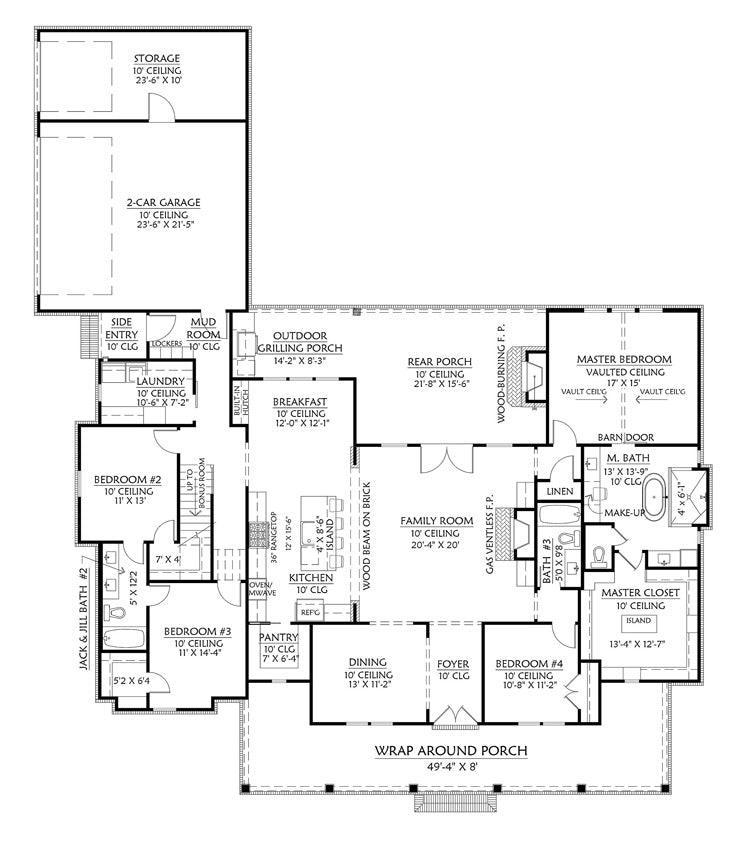 Cotton Grove House Plan Ranch Farmhouse Country House