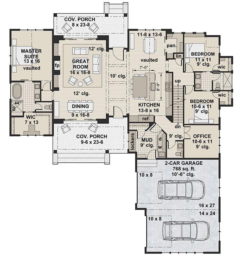 Meadowcove House  Plan  Modern Farmhouse One  Story  Floor  