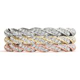 tri color diamond stackable rings 