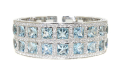 white gold aquamarine and diamond cuff bracelet