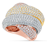 tri color diamond statement ring