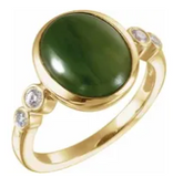 yellow gold jade and diamond ring