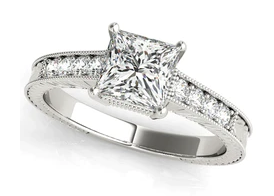 white gold princess cut diamond vintage style engagement ring