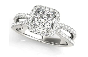 white gold diamond split shank engagement ring