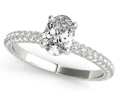 white gold pave diamond oval cut engagement ring