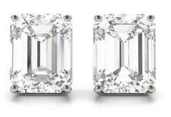white gold emerald cut diamond stud earrings