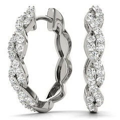 platinum twisted diamond hoop earrings