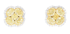 yellow diamond cluster earrings