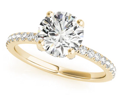 yellow gold diamond single row engagement ring 