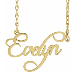 yellow gold nameplate necklace