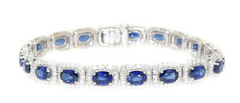 white gold diamond and blue sapphire tennis bracelet 