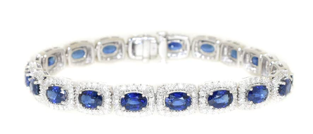 white gold blue sapphire and diamond bracelet