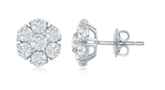 white gold diamond cluster stud earrings 