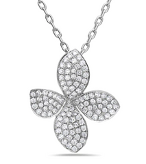 white gold diamond floral pendant