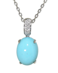 white gold turquoise and diamond pendant 