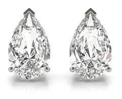 white gold pear shaped diamond stud earrings