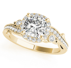 yellow gold vintage inspired cushion cut diamond engagement ring