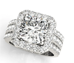 platinum triple row diamond engagement ring