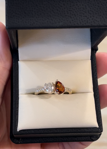 yellow gold diamond and citrine toi et moi ring