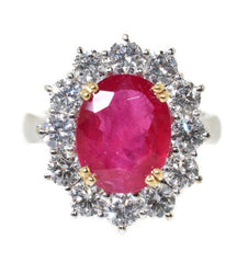 white gold Burmese ruby and diamond ring