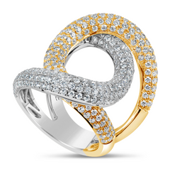 white gold and yellow gold diamond overlap ring