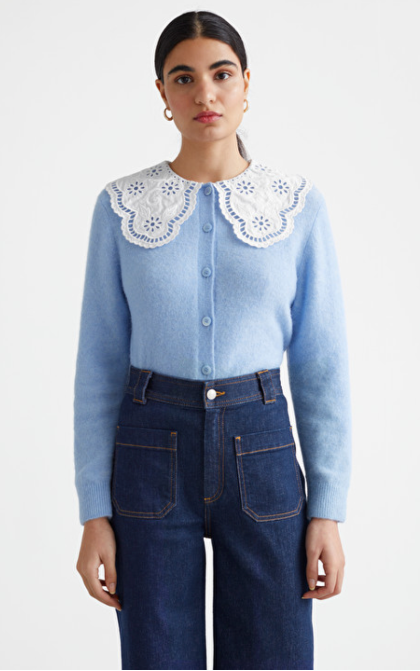 Embroidered Statement Collar Knit Cardigan by & Other Stories