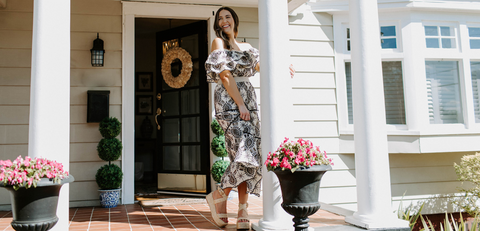 black and white floral dress