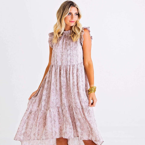 8.28 Boutique - Karlie Clothes Snakeskin High Low Tiered Dress