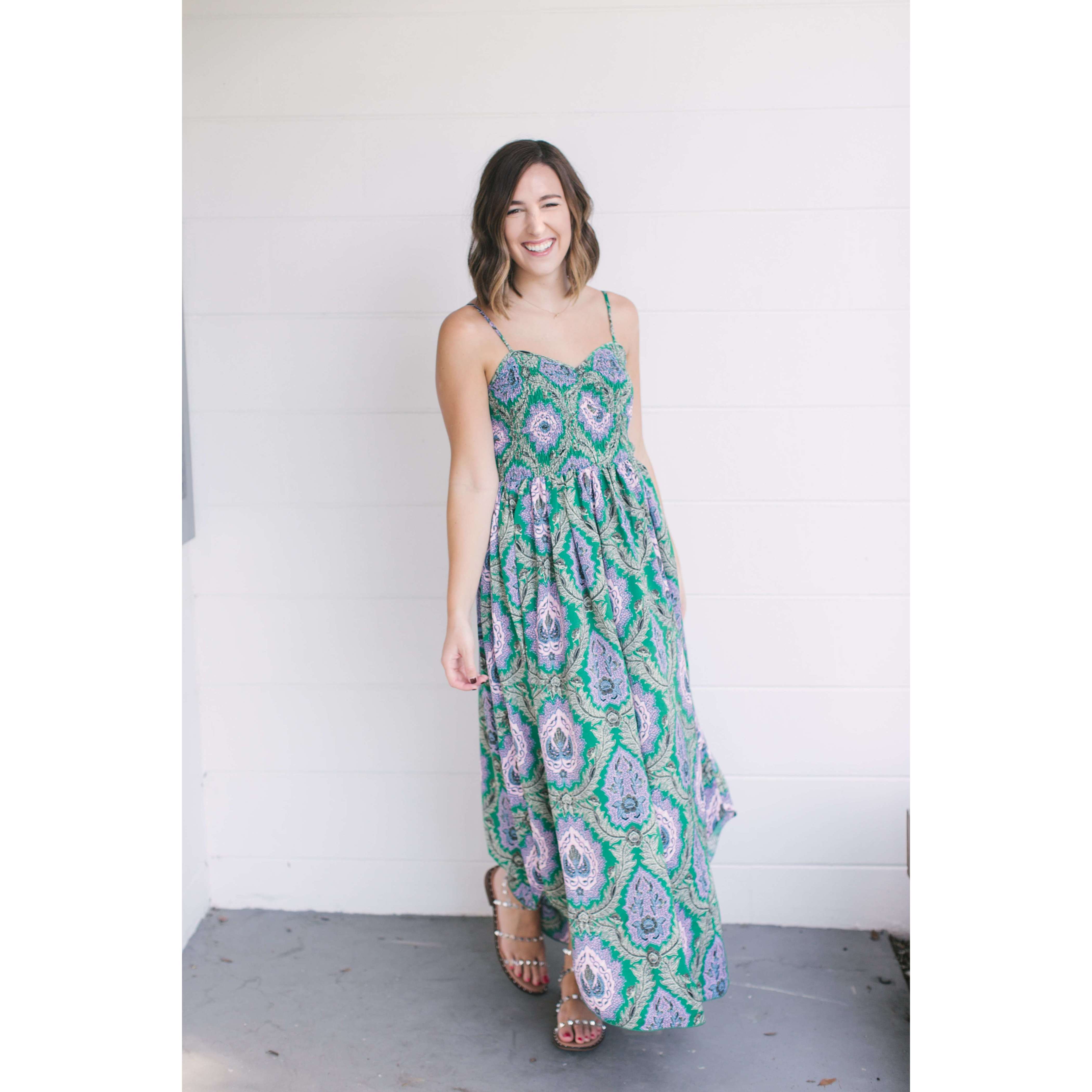 smocked top maxi dress