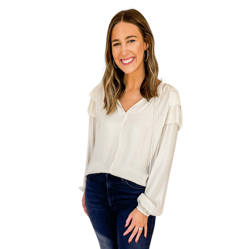 8.28 Boutique:Current Air,Current Air Ruffle Shoulder Blouse,Shirts & Tops