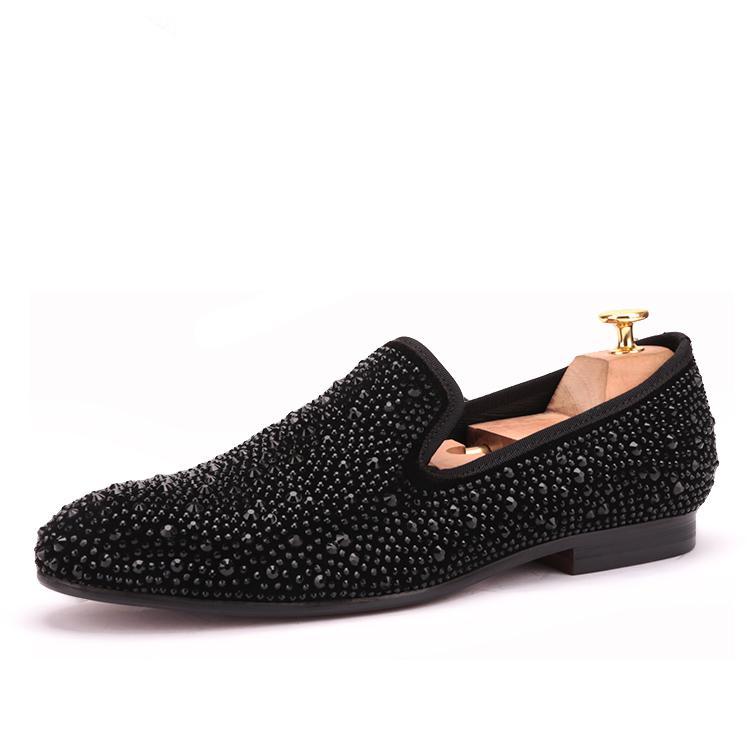 mens black rhinestone dress shoes