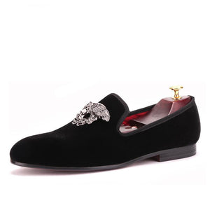 mens black loafers with silver buckle