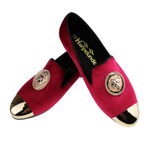 harpelunde red velvet loafers