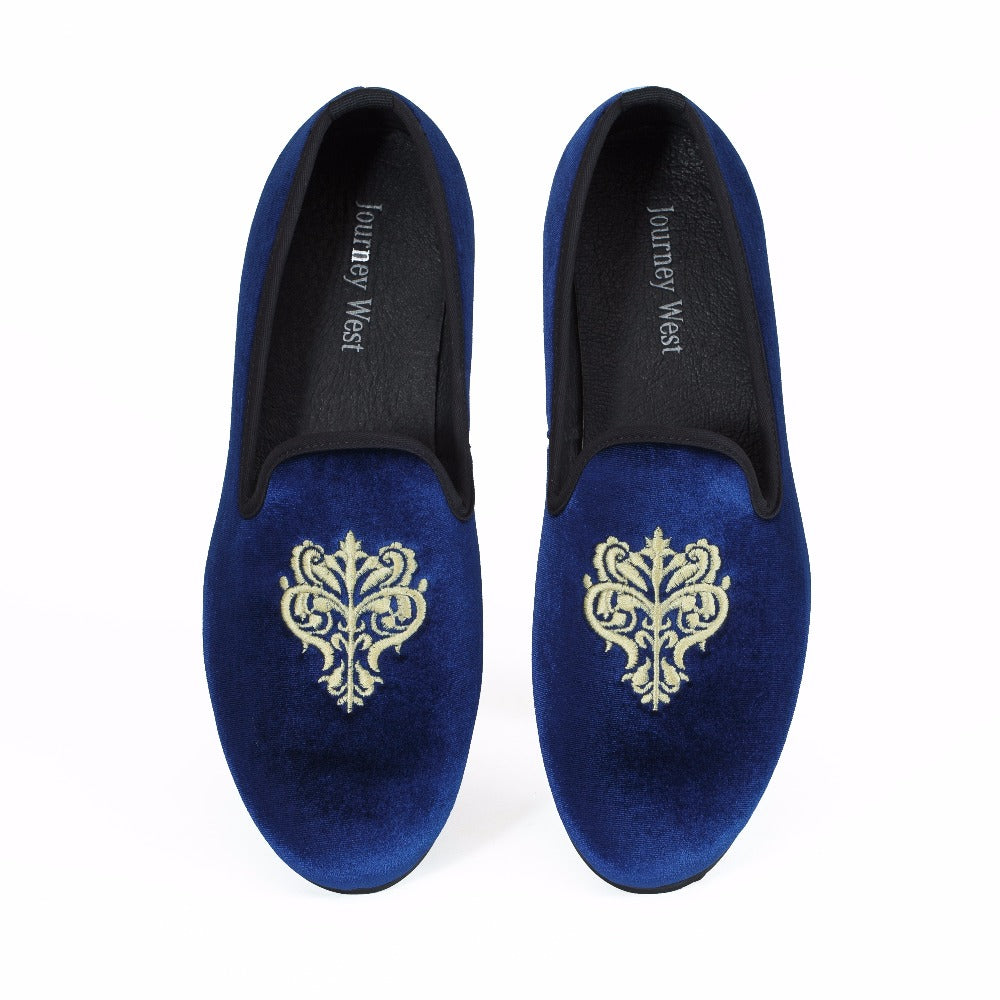mens blue velvet shoes