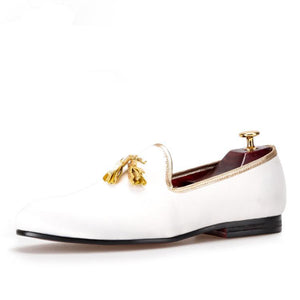 men white and gold dress shoes