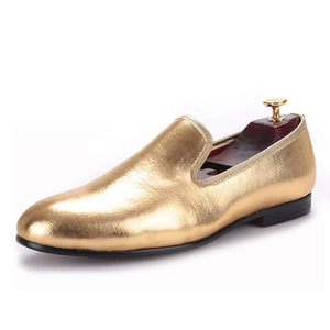 shiny gold flats