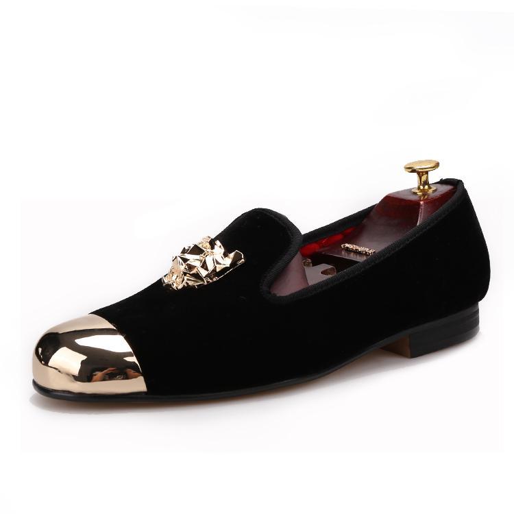 mens black loafers gold buckle