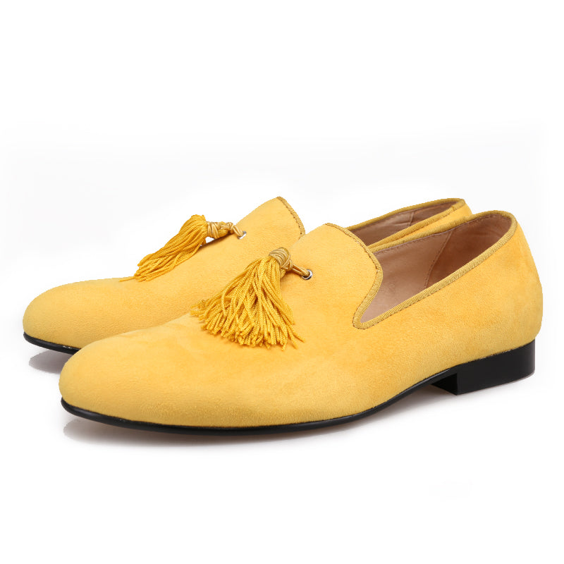 yellow velvet shoes