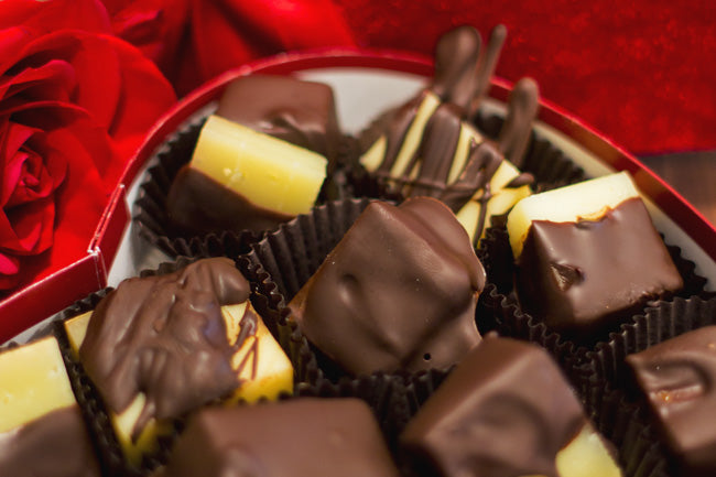 Chocolate Covered Cheese Bites for Valentines Day