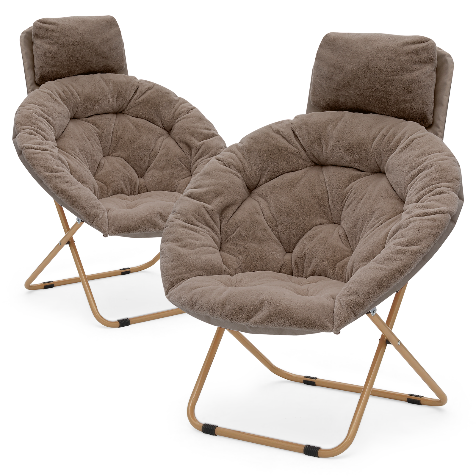 2 Pack Folding Saucer Chair - Removable Headrest - 33" x 26.5" x 40"