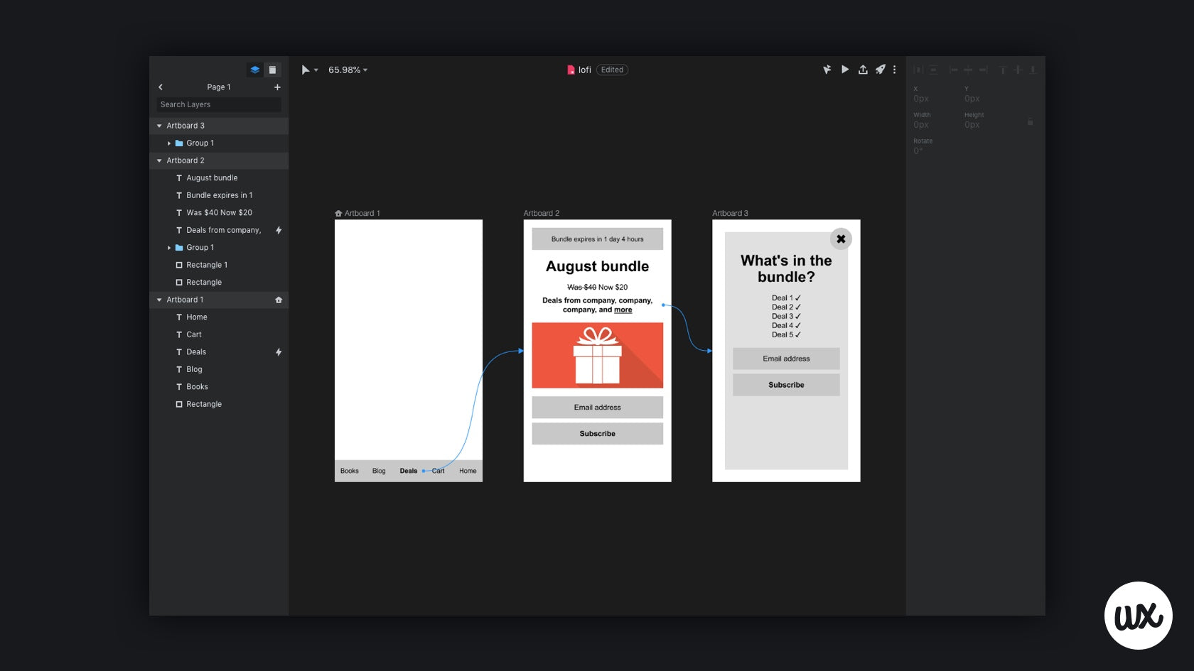 A user flow made with InVision Studio