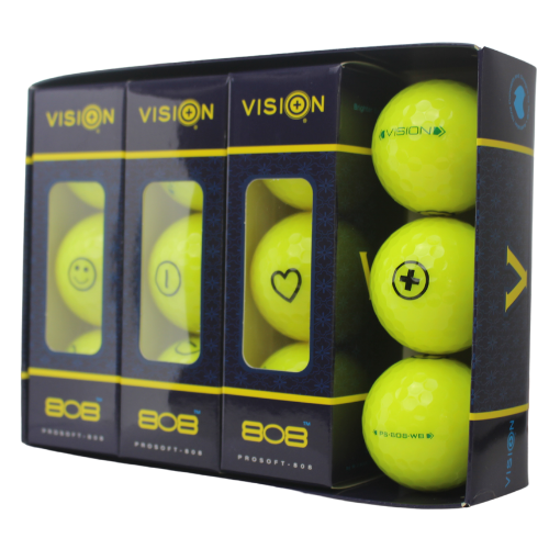 Vision ProSoft 808 Golf Balls - Yellow (Gloss Finished)