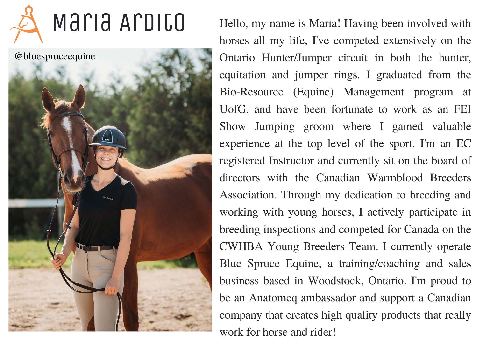 Maria Ardito ambassador picture with horse