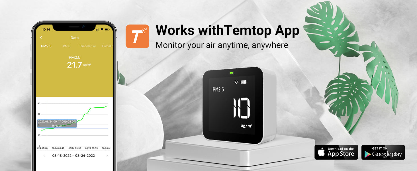 Temtop M10i WiFi moniteur de qualité de l'air pour la détection de for