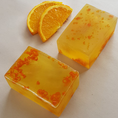 melt and pour soap with orange rind and essential oil