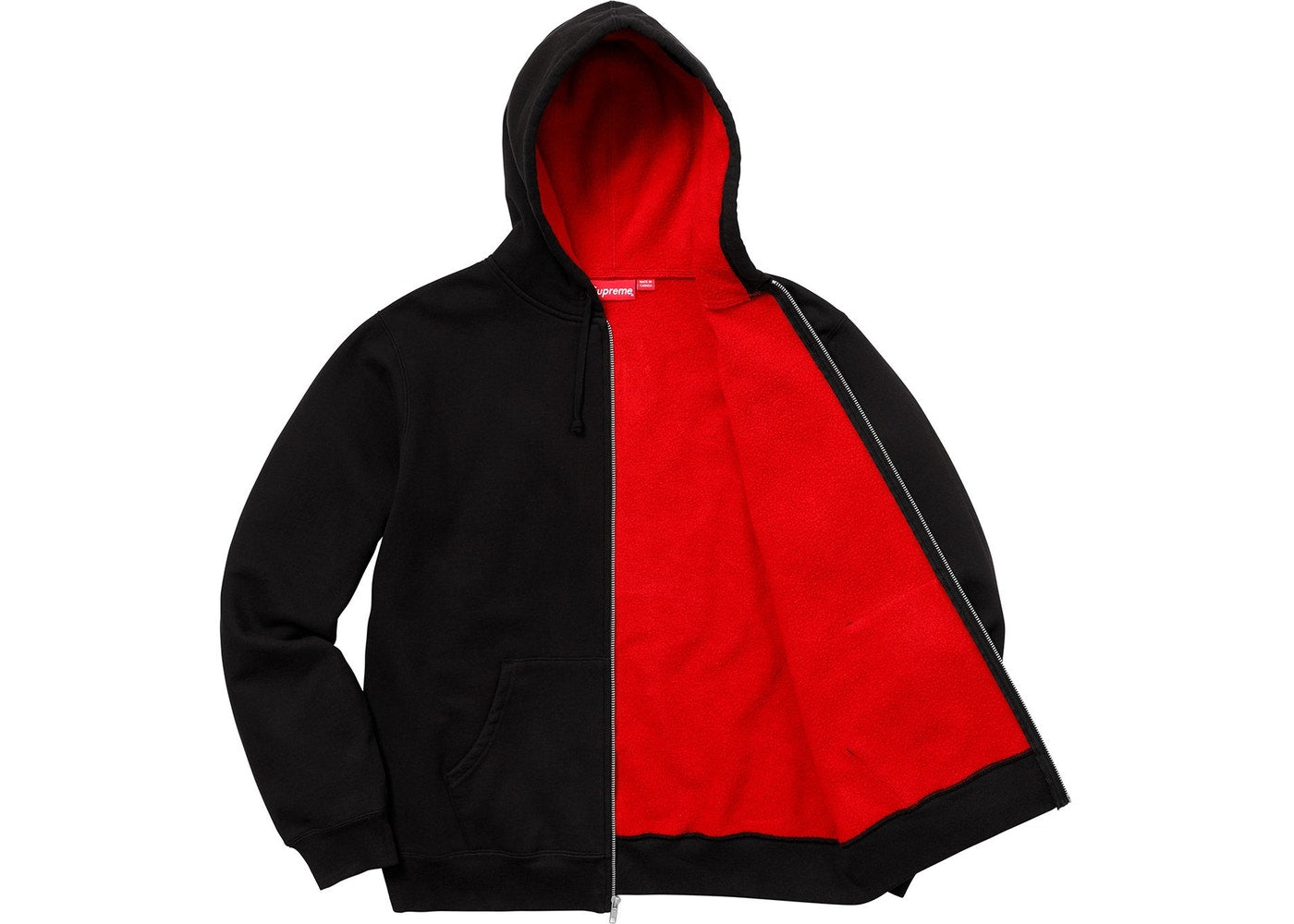 supreme zip up hoodie red