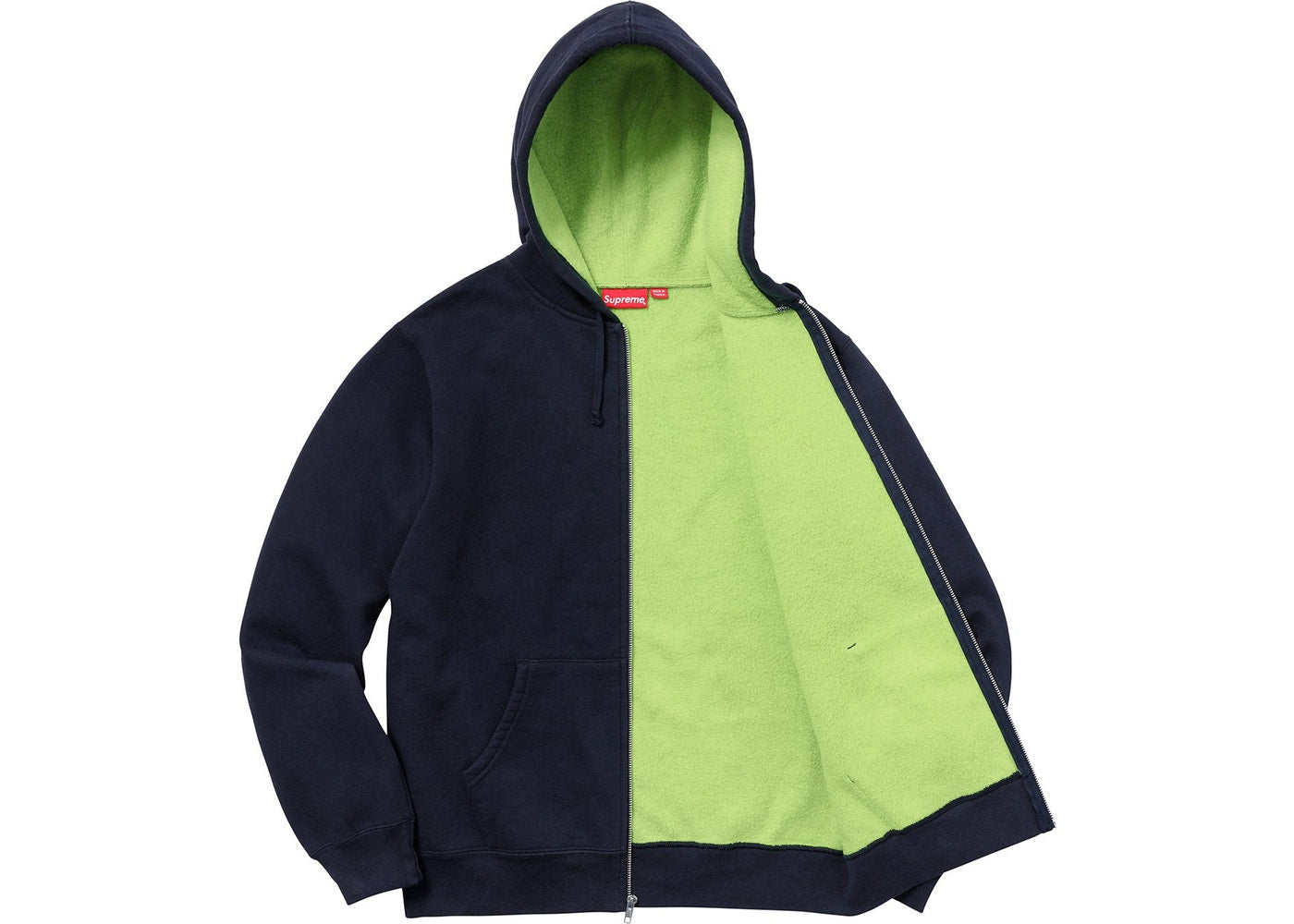 contrast zip up hooded sweatshirt