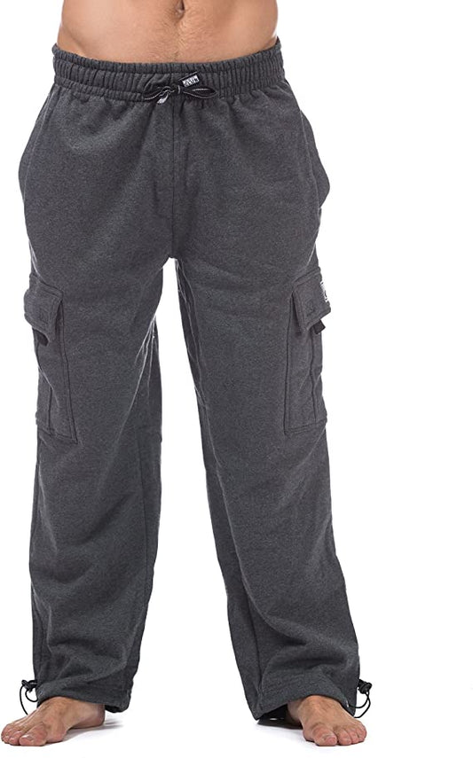 Pro Club Men's Heavyweight Fleece Cargo Pants (Charcoal, Large