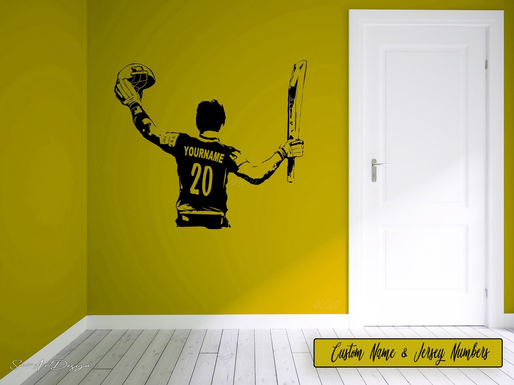 Cricket Wall Art Decal - Custom Name Cricket Player - Wall decor vinyl